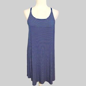 Cupio Blue Striped Flowy Lightweight Sleeveless Dress Size Medium